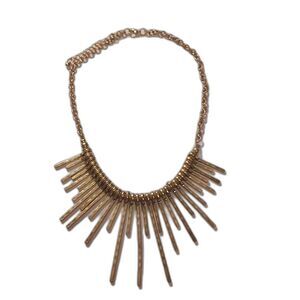 Statement Bib necklace gold antiqued hammered gold tone boho